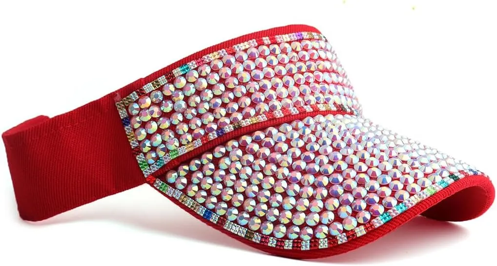 Sparkle Glitter Summer Rhinestone UPF 50  Bling Ladies Sun Visor for Women Outdoor Sports Fashion Golf Hat