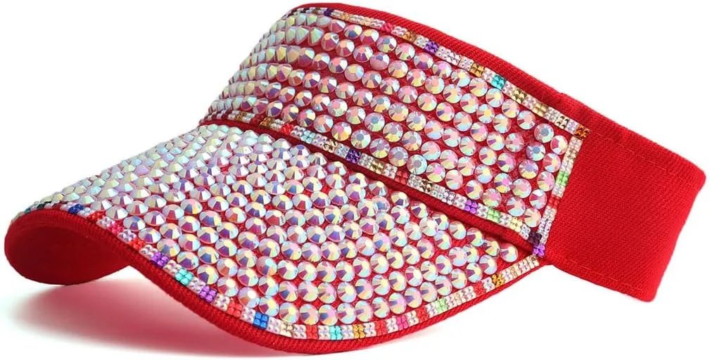Sparkle Glitter Summer Rhinestone UPF 50  Bling Ladies Sun Visor for Women Outdoor Sports Fashion Golf Hat