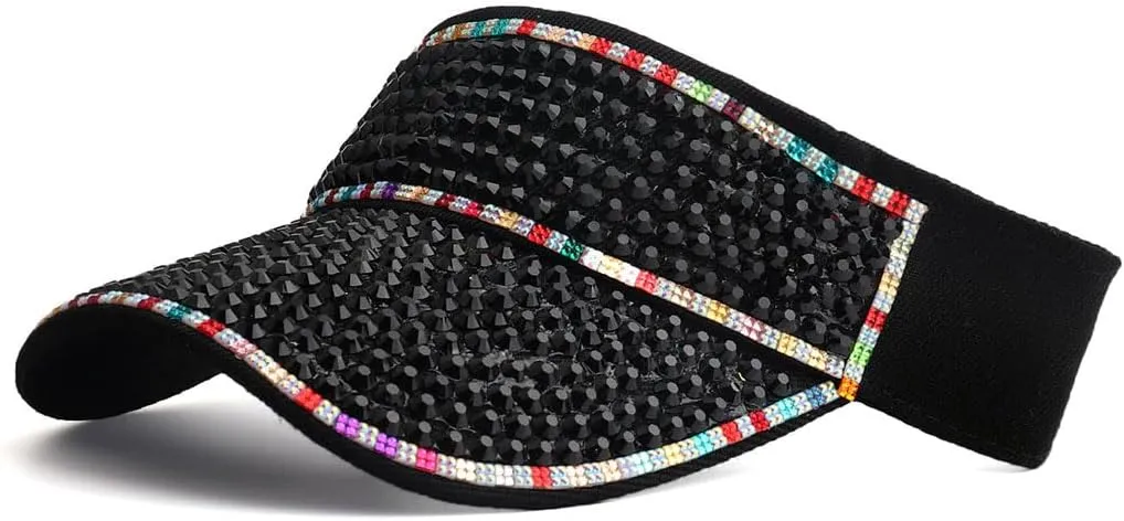 Sparkle Glitter Summer Rhinestone UPF 50  Bling Ladies Sun Visor for Women Outdoor Sports Fashion Golf Hat