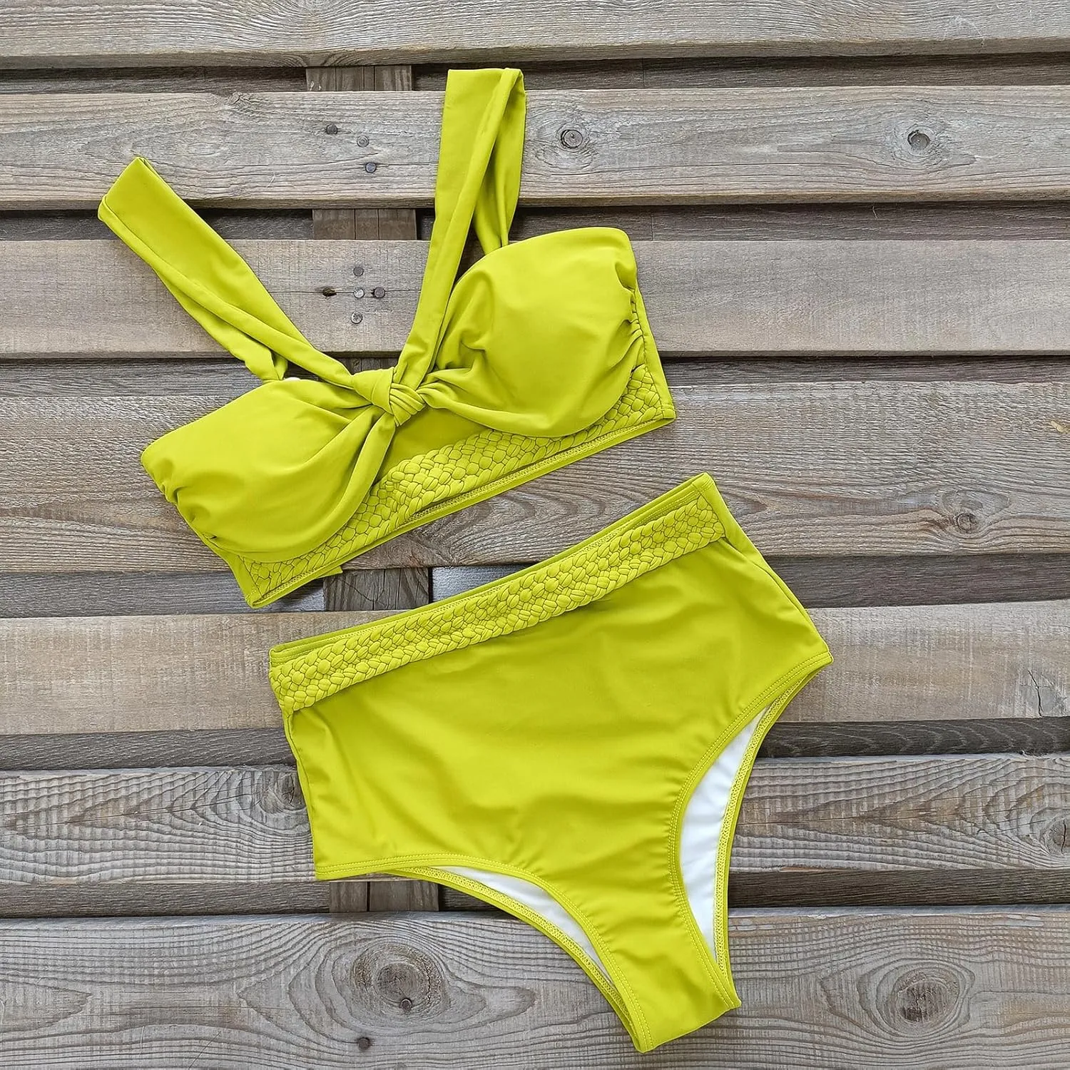 SPORLIKE Women Braided High Waisted Bikini Wide Shoulder Straps Swimsuit Padded Bathing Suit