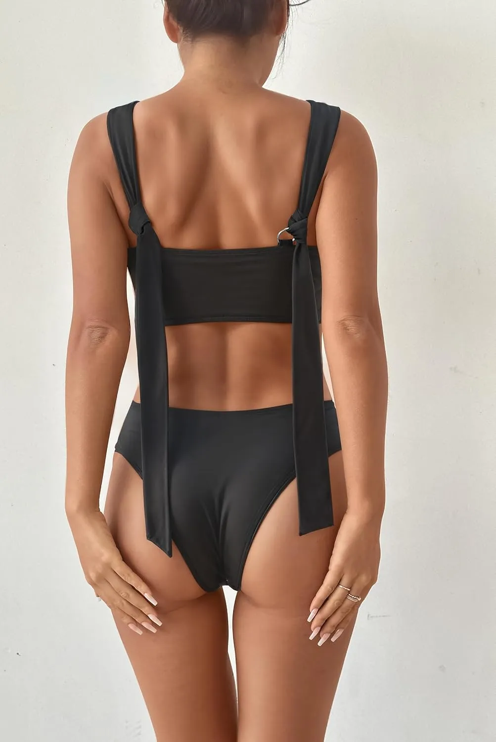 SPORLIKE Women Braided High Waisted Bikini Wide Shoulder Straps Swimsuit Padded Bathing Suit