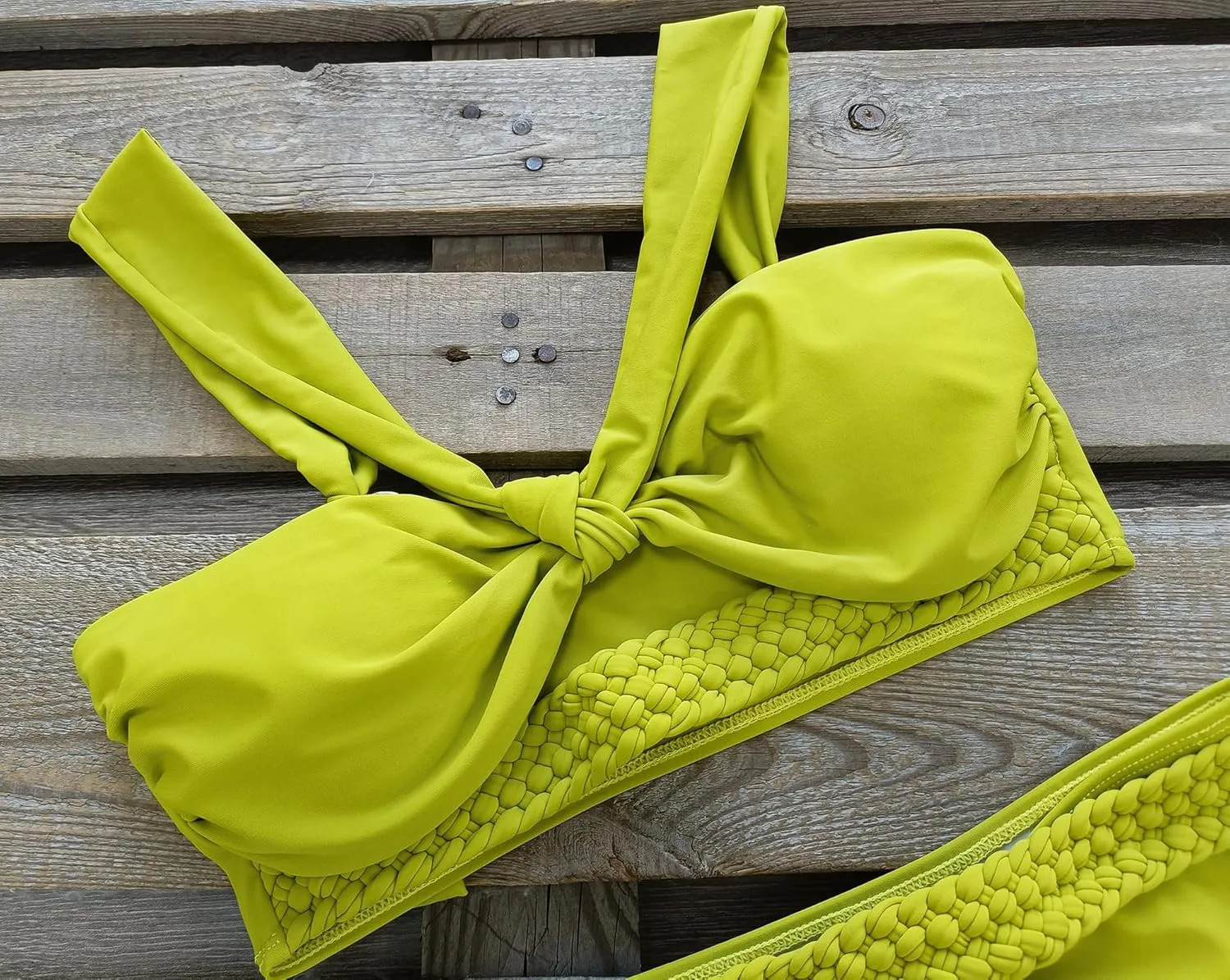 SPORLIKE Women Braided High Waisted Bikini Wide Shoulder Straps Swimsuit Padded Bathing Suit