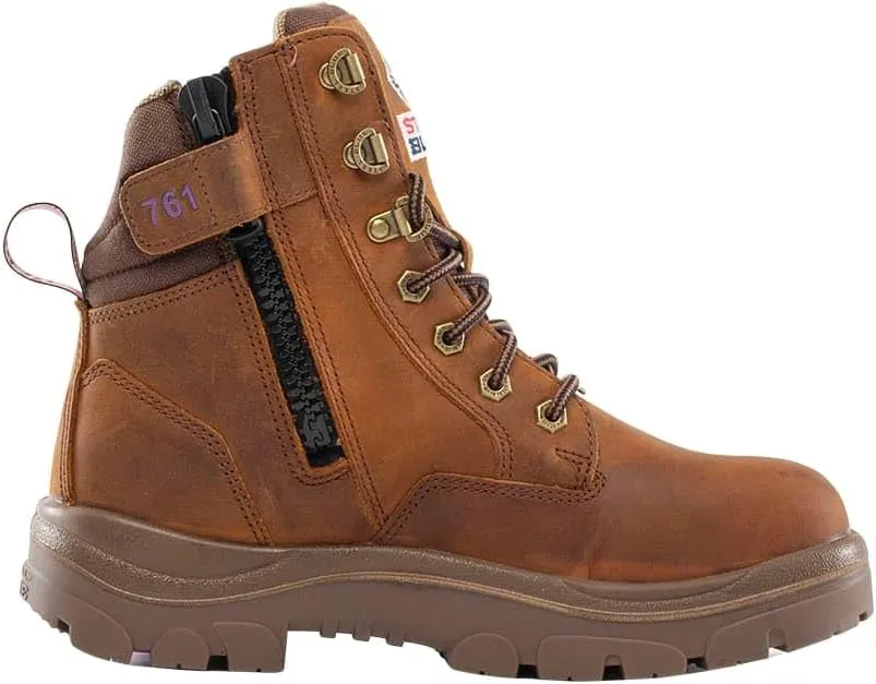 Steel Blue Women's Southern Cross Zip 6-Inch Ankle Safety Steel Toe Boot, Distressed Brown