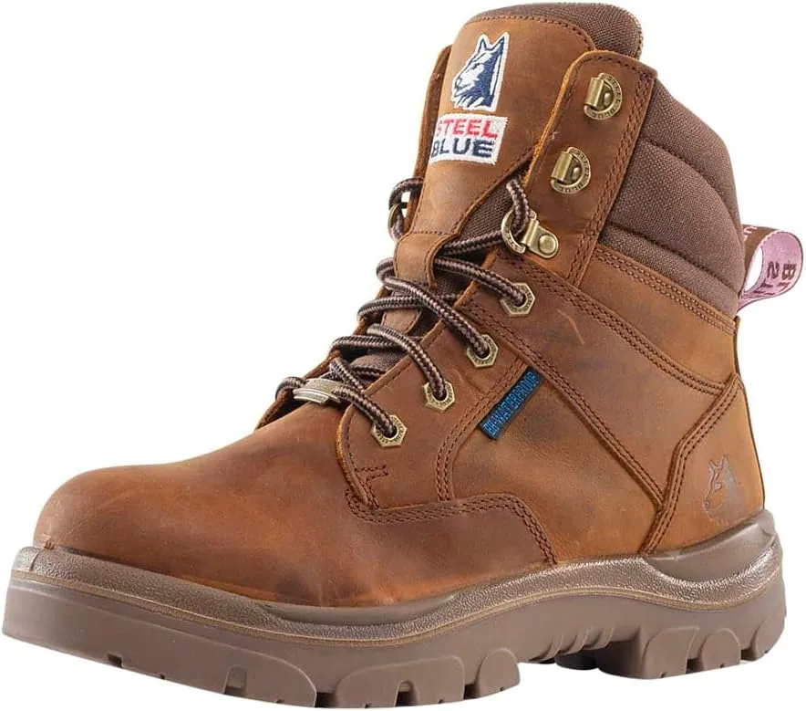 Steel Blue Women's Southern Cross Zip 6-Inch Ankle Safety Steel Toe Boot, Distressed Brown