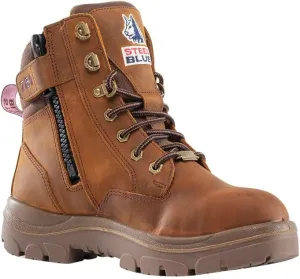 Steel Blue Women's Southern Cross Zip 6-Inch Ankle Safety Steel Toe Boot, Distressed Brown