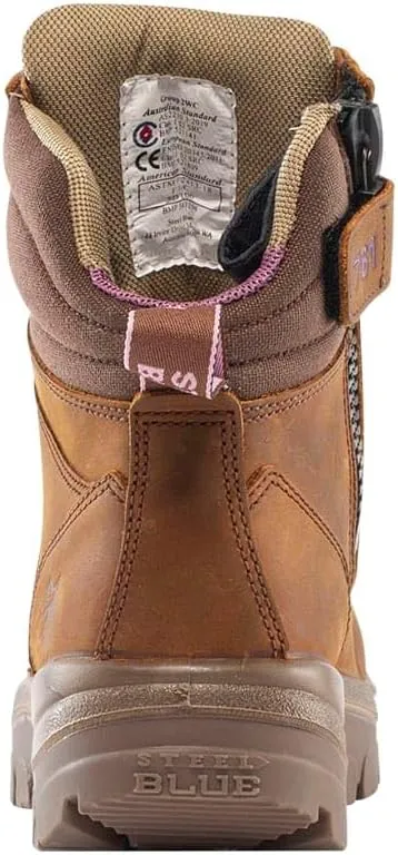Steel Blue Women's Southern Cross Zip 6-Inch Ankle Safety Steel Toe Boot, Distressed Brown