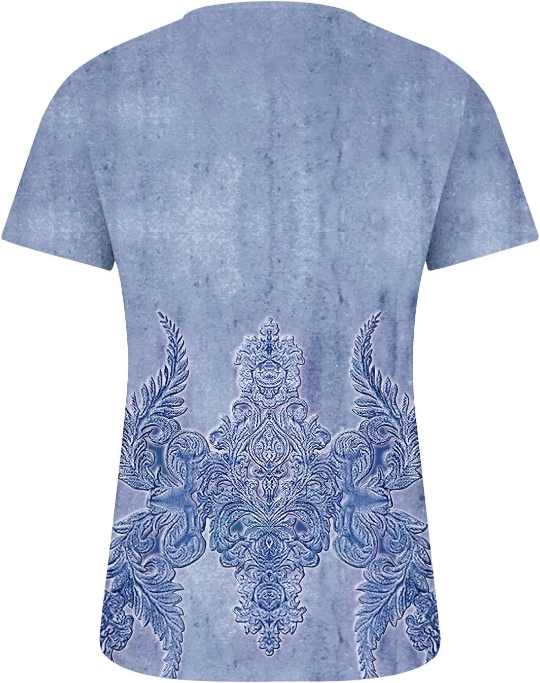 Summer Tops for Women 2024 Dressy Casual Boho Floral Print Tunic Shirts Short Sleeve Button Henley Tshirt Loose Blouse