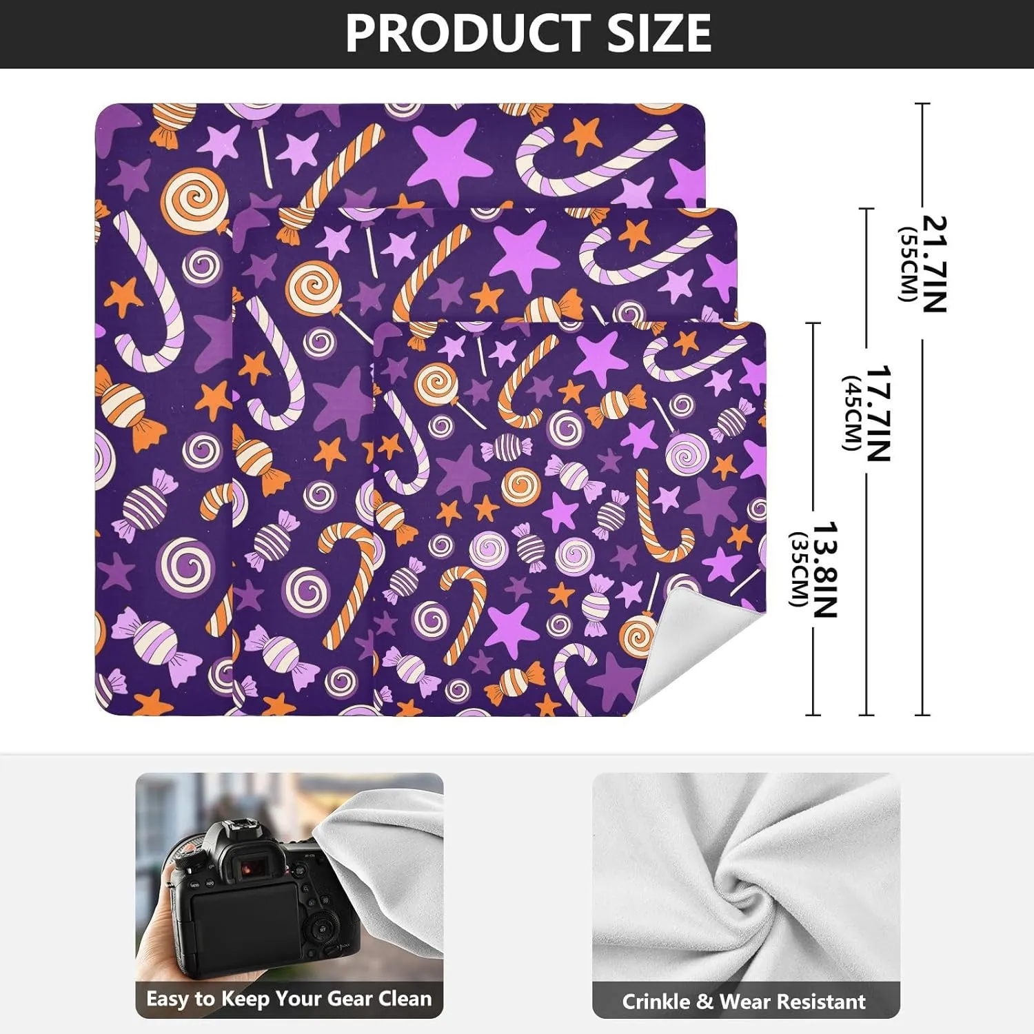 susiyo Candy Parties Protective Wrap Anti-scratch Lens Camera Wrap Lens Protector Magic Self-Adhesive Cloth Wrapper Portable Cosmetic Bag Travel Organizer for Camera DSLR Laptop Accessories