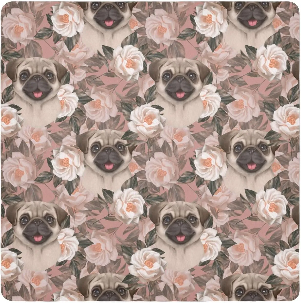 susiyo Pug Dog Rose Flowers Protective Wrap Anti-scratch Lens Camera Wrap Lens Protector Magic Self-Adhesive Cloth Wrapper Portable Cosmetic Bag Travel Organizer for Camera DSLR Laptop Accessories