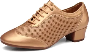 SWDZM Women's Ballroom Dance Shoes Lace-up Closed Toe Latin Modern Sala Performance Dance Practice Teaching Shoes,Model WDL-K1