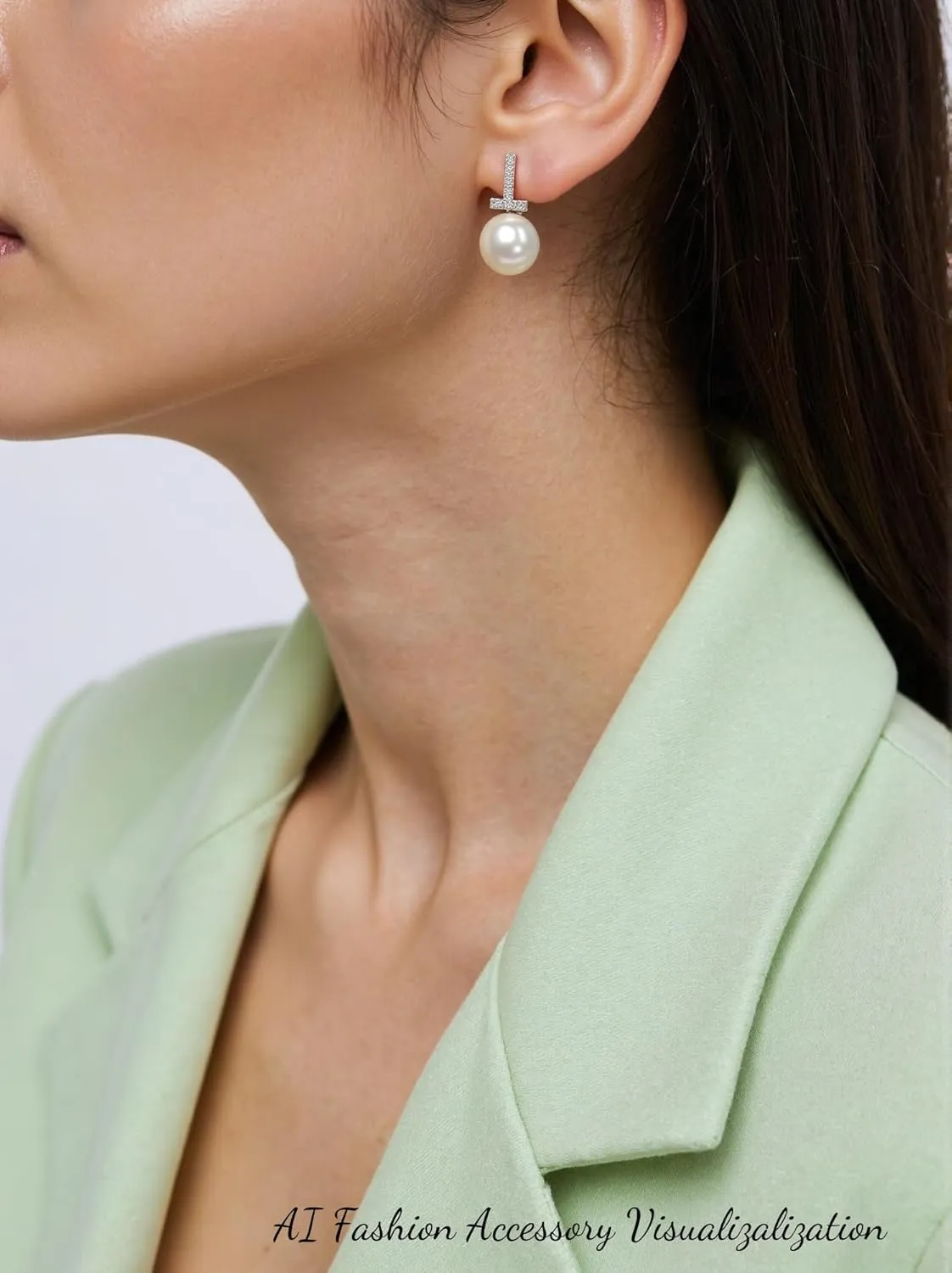 T-Bar Pearl Ear Cuffs | Precision-Cut Crystal Dangle Jewelry | Hypoallergenic Office-to-Evening Earrings
