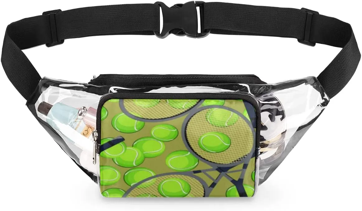 Tennis Clear Fanny Pack Stadium Approved Adjustable Clear Belt Bag Cute Waist Bags for Women Men Travel Sports Events Hiking Concerts