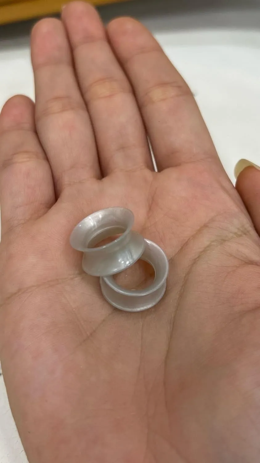 Thin Silicone Ear Plugs Tunnels Flexible Ear Earlets Silver and Gold metallic Flexible Expander Piercing Jewelry - Pack of 2 pairs