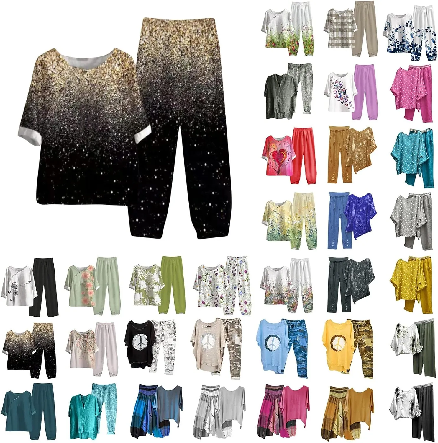 Two Piece Outfits for Women 2025 Women's Casual Linen Button Shirt High Waist Loose Curvy Straight Leg Pant