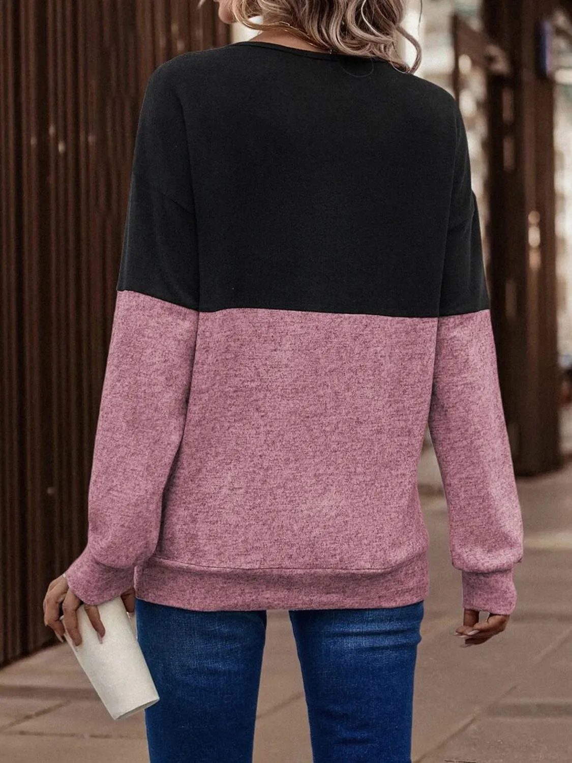 Two-Tone Crisscross Detail Sweatshirt 5-10 business days Tat