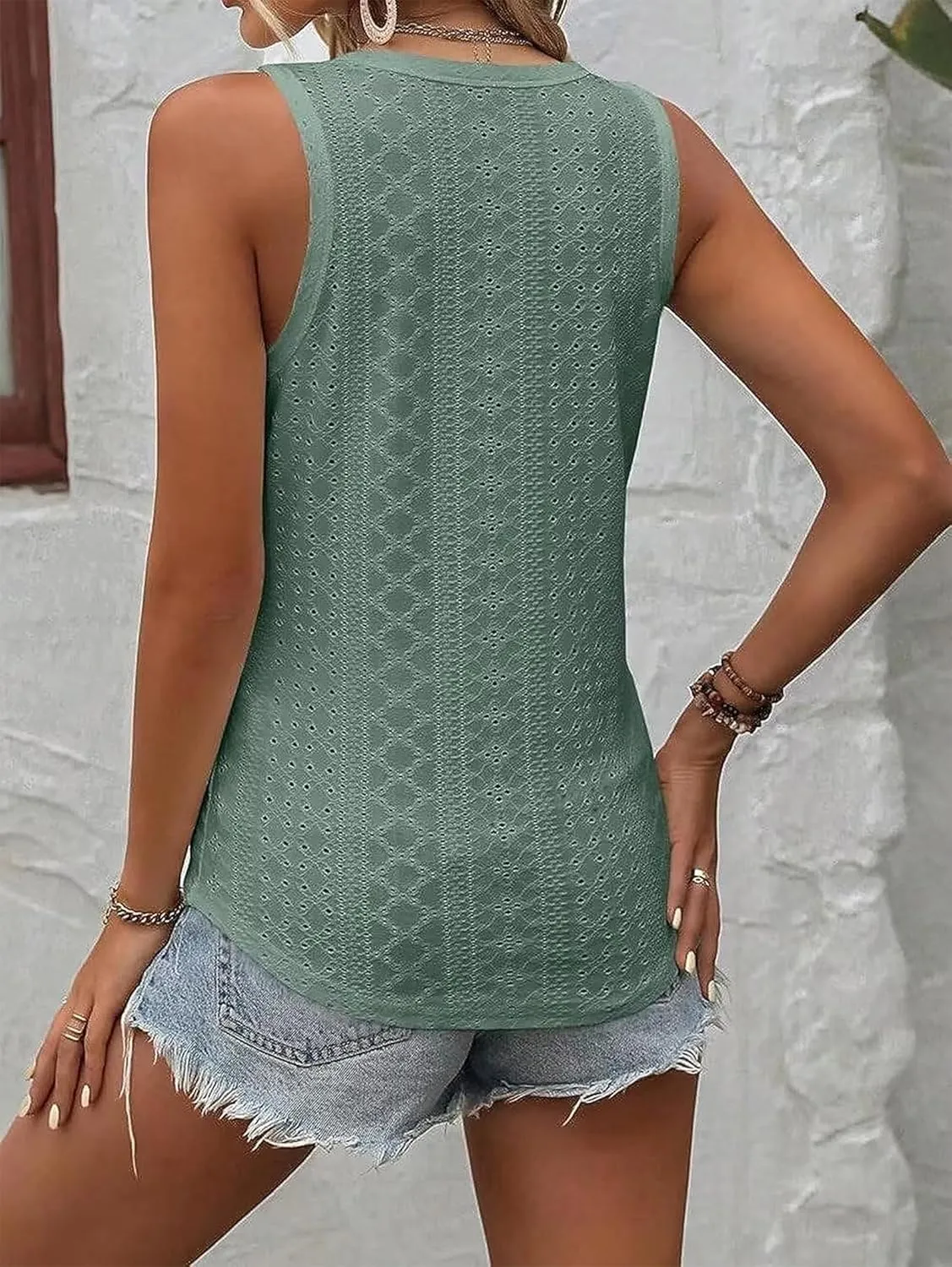 V Neck Tank Tops for Women Summer Casual Button Down Sleeveless T Shirts Casual Loose Tops Clothes Outfits