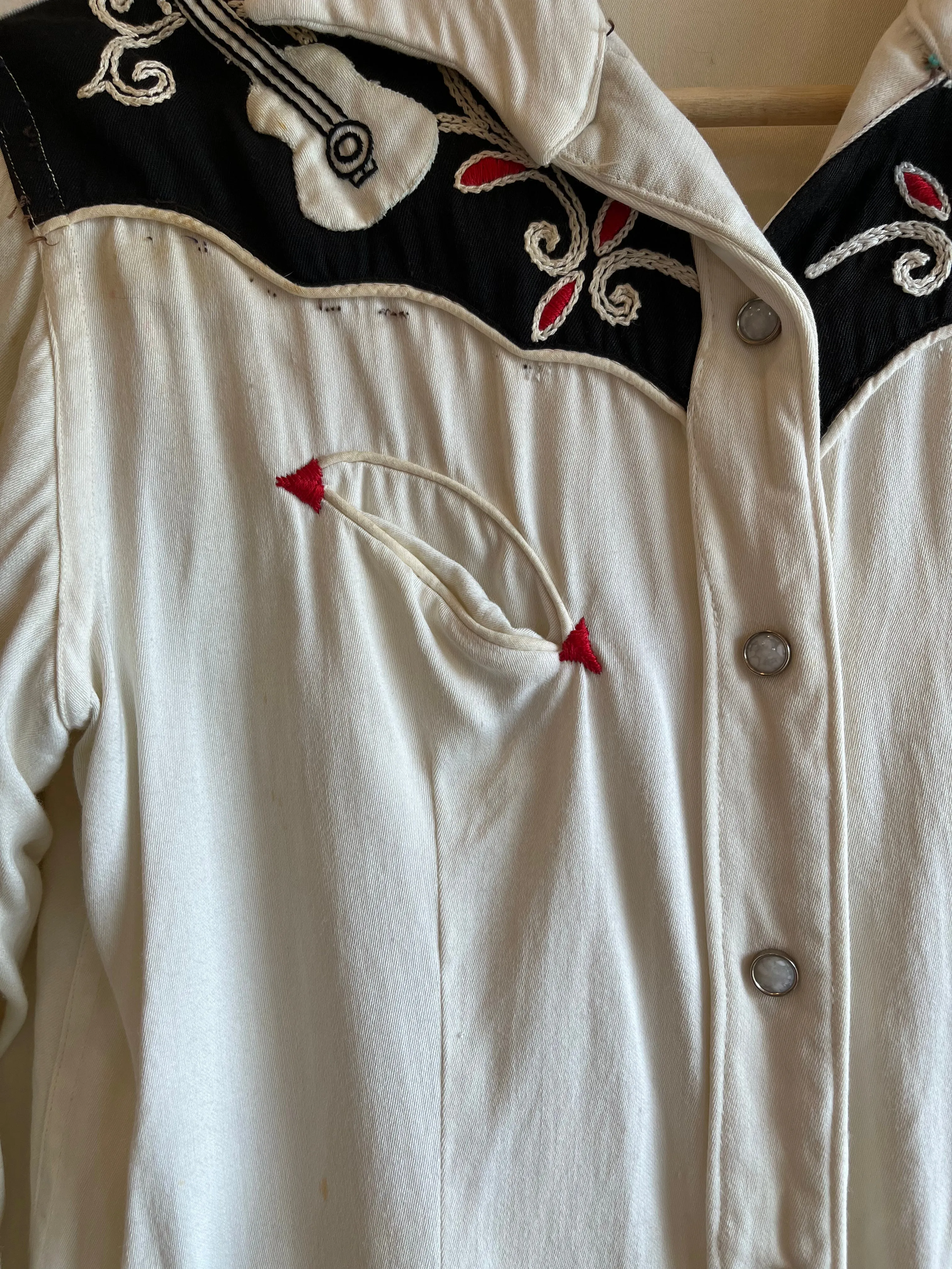 Vintage 1940s Two-Tone Gabardine Western Pearl Snap Shirt