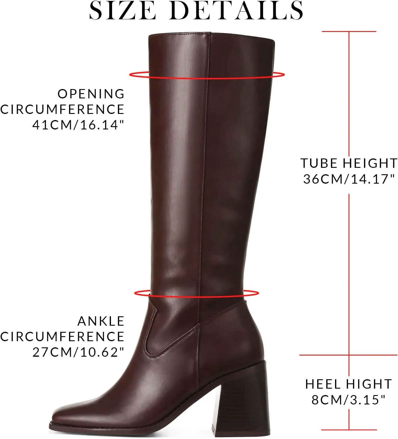 VOMIRA Knee High Boots Women Wide Calf Boots for Women Square Toe Tall Boots Chunky Heel Leather Long Boots Winter Fall Boots Black Boots for Women