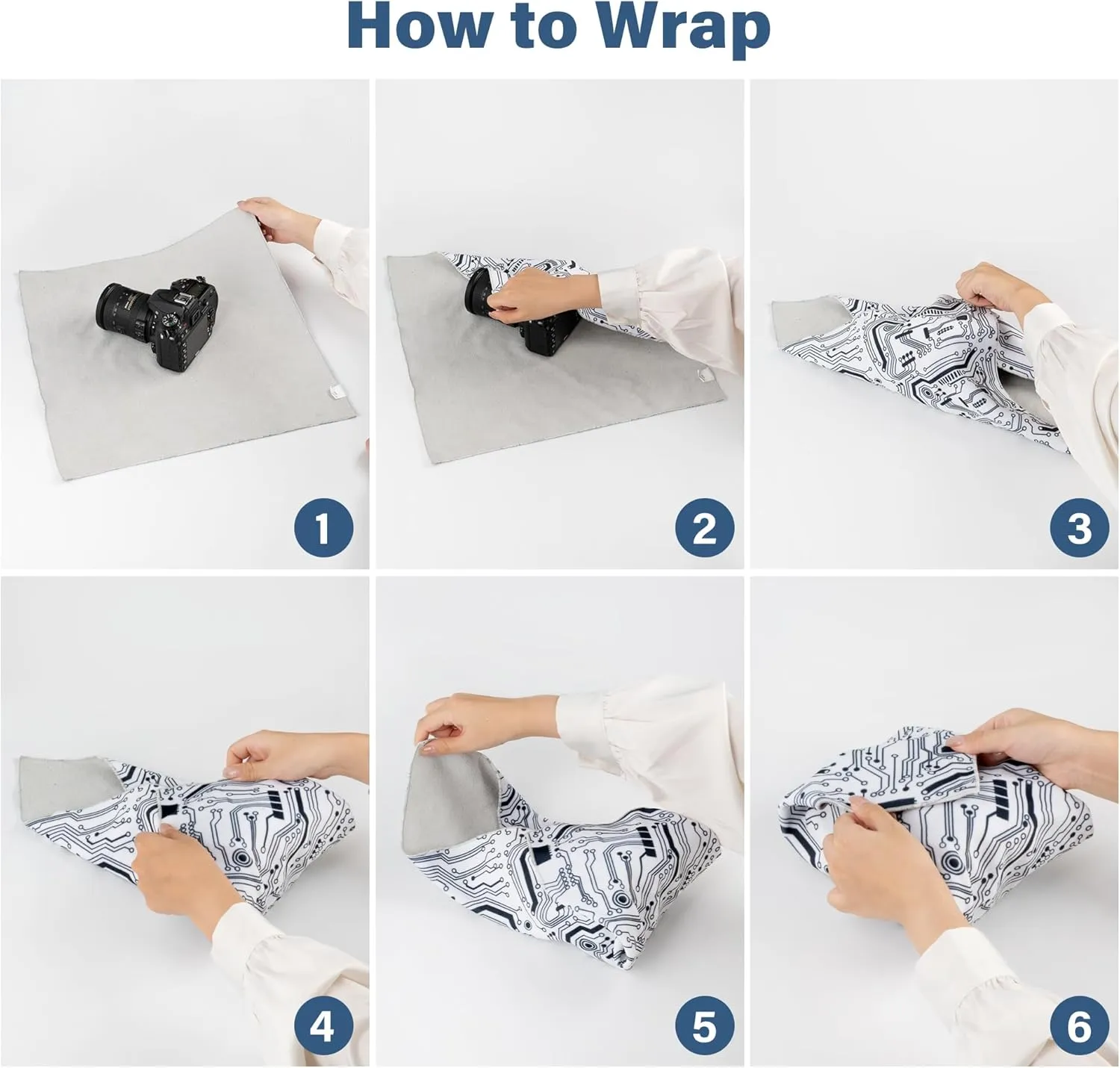 Walking Way Protective Wrap, Self-Adhesive Magic Cloth Camera Wrap, Storage Cloth, Anti-Scratch, Dustproof, Washable Lens Pouch for DSLR, Smartphones, Laptops, Cosmetic
