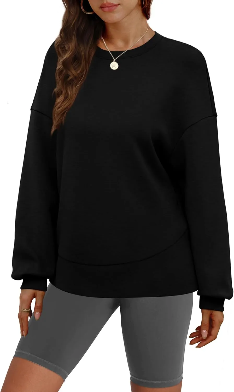 WIHOLL Fall Sweatshirt for Women Crew Neck Long Sleeve Shirts Pullover Casual Workout Tops Fashion 2024