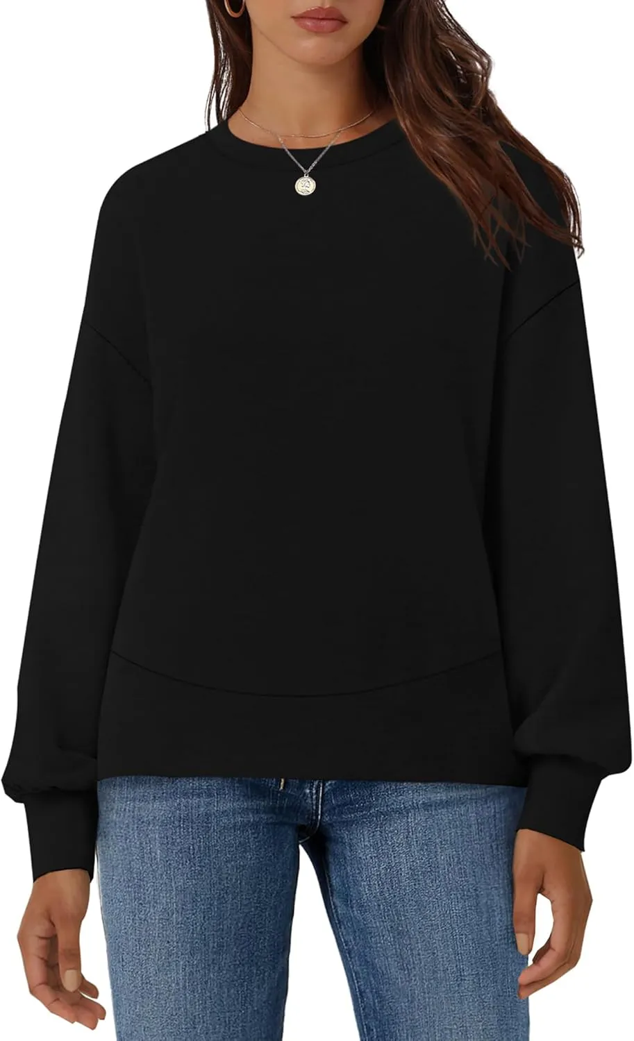 WIHOLL Fall Sweatshirt for Women Crew Neck Long Sleeve Shirts Pullover Casual Workout Tops Fashion 2024