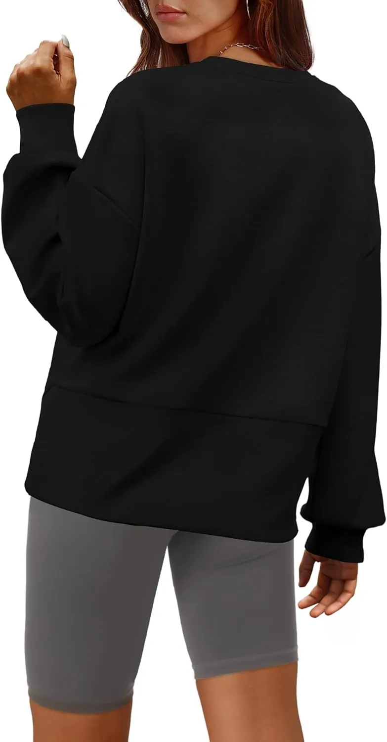 WIHOLL Fall Sweatshirt for Women Crew Neck Long Sleeve Shirts Pullover Casual Workout Tops Fashion 2024