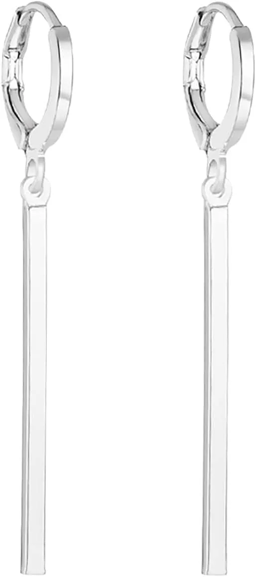Woman Fashion Earrings,Hoop Dangle Teens Bar Wrap Minimalist Cuff Earrings Bar Earrings Drop for Peacock Earrings for Women Fashion Accessories (Sliver)