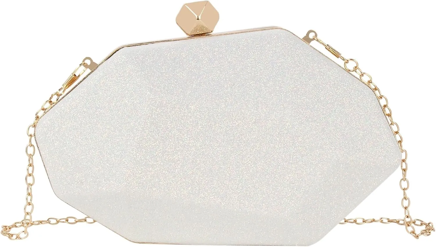 Women Geometric Evening Glittery Metallic Handbag Chain Wedding Clutch Purse