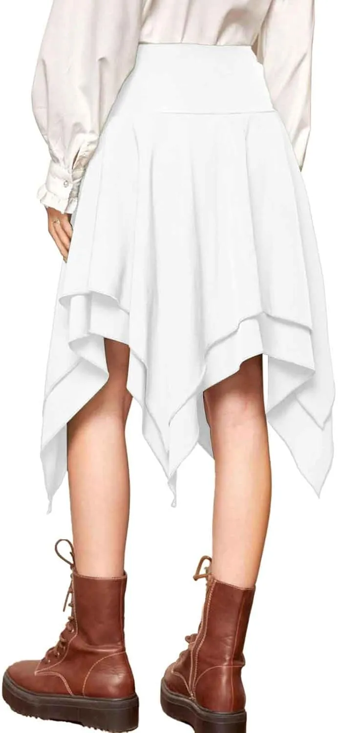 Women Gothic Skirt Lace-up Goth Mini Skirts Punk Layered Asymmetrical Midi Skirt High Waist A-line Skirt Y2k Clothes