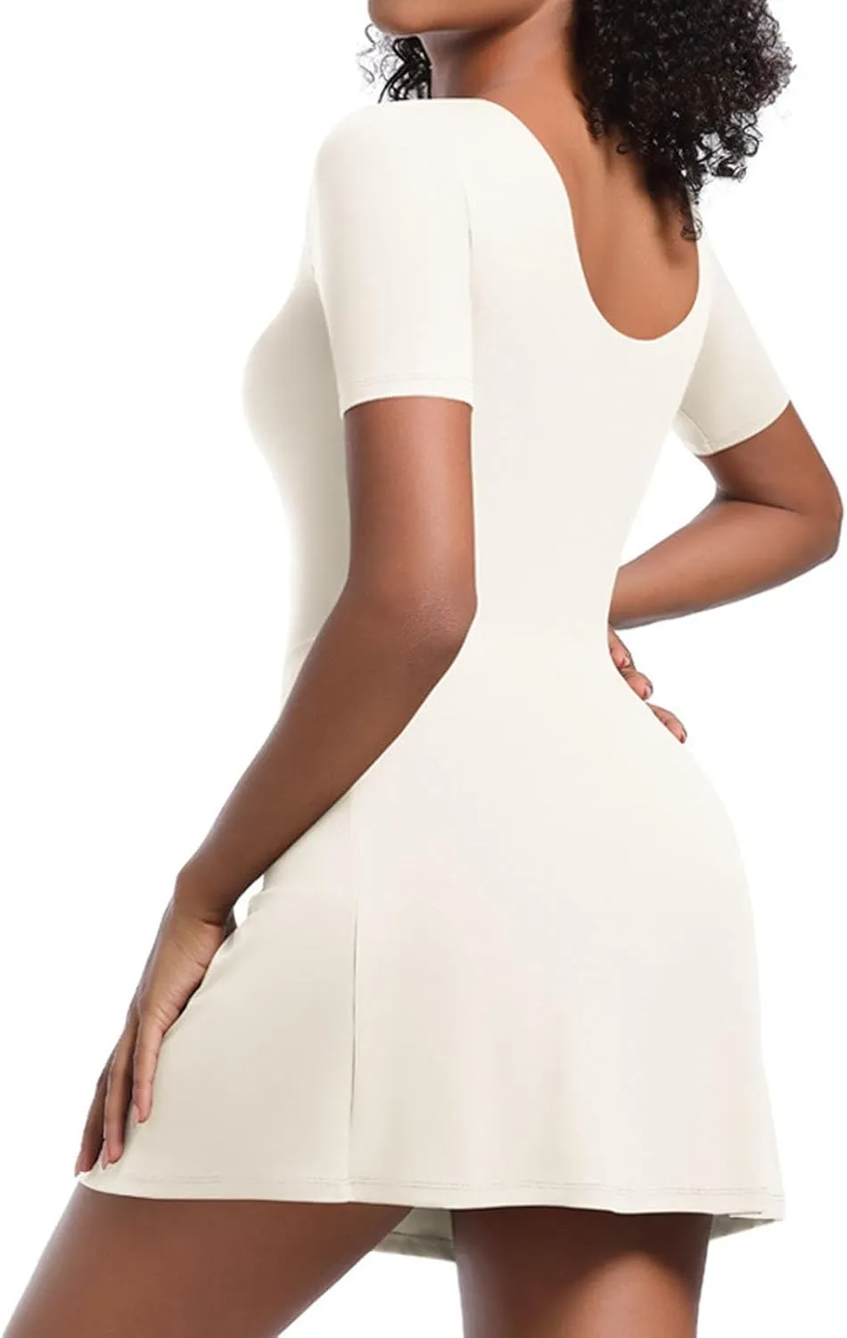Women Tennis Dress Built in Shorts Summer Sleeveless Bodycon Tie Cinched Waist Mini Athletic Romper Skort Dresses