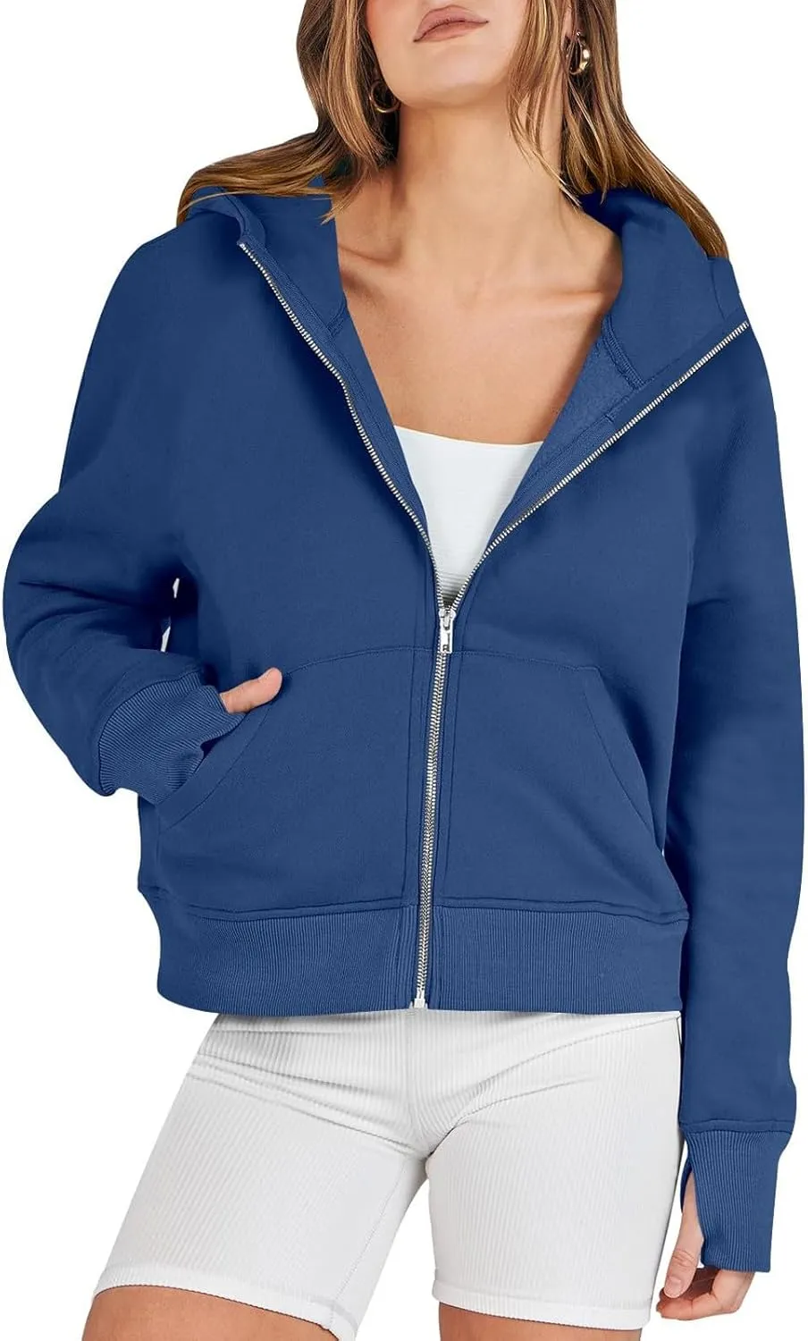 Women Zip Up Hoodie Fall Crop Top Thumb Hole Patterned Cute Hoodies Winter Vintage Long Sleeve Clothes With Pockets