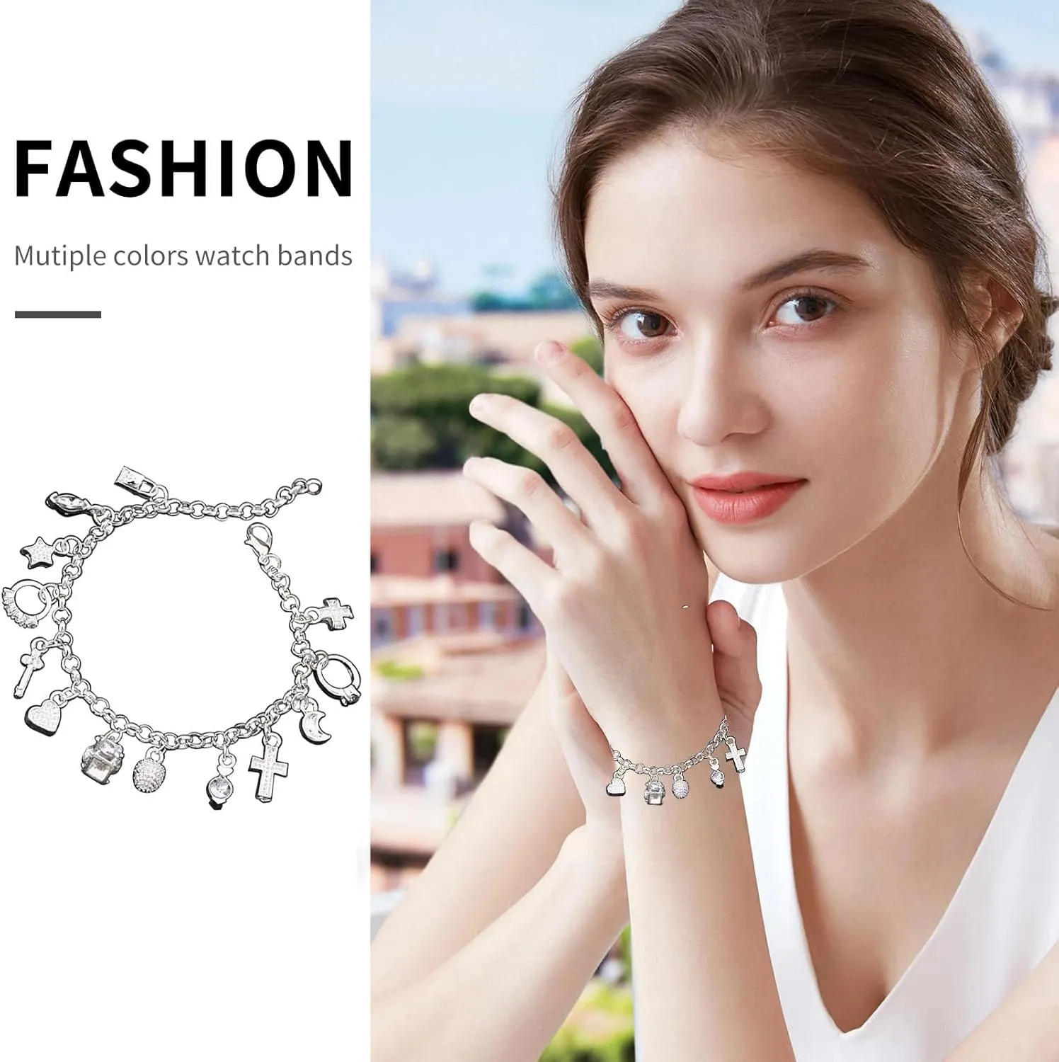 Women's bracelets, thirteen pendant bracelets for female teenagers, love charm chain bracelet fashion jewelry gifts.