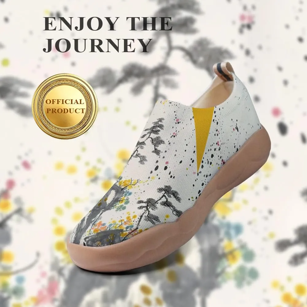 Women's Comfort Soft Walking Shoes Slip On Sneakers Knitted Art Painted Casual Loafers