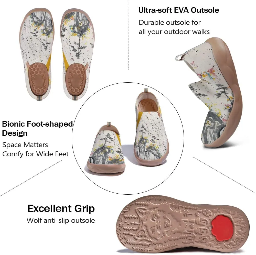 Women's Comfort Soft Walking Shoes Slip On Sneakers Knitted Art Painted Casual Loafers
