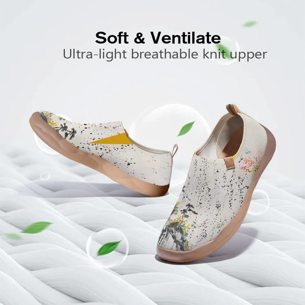 Women's Comfort Soft Walking Shoes Slip On Sneakers Knitted Art Painted Casual Loafers