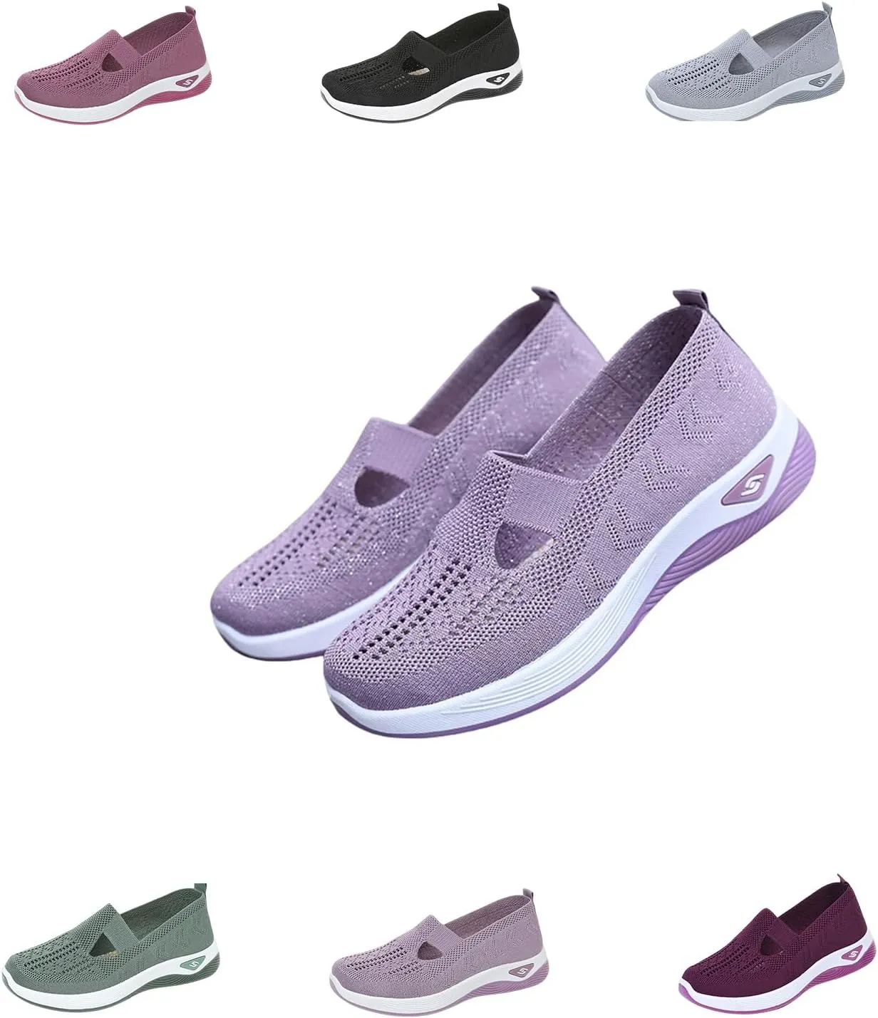 Women's Comfortable Breathable Knitted Sneakers, Slip On Orthopedic Sneakers, Low Top Walking Shoes, Non-Slip Shoes