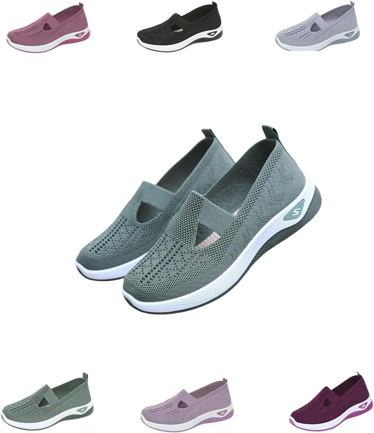 Women's Comfortable Breathable Knitted Sneakers, Slip On Orthopedic Sneakers, Low Top Walking Shoes, Non-Slip Shoes