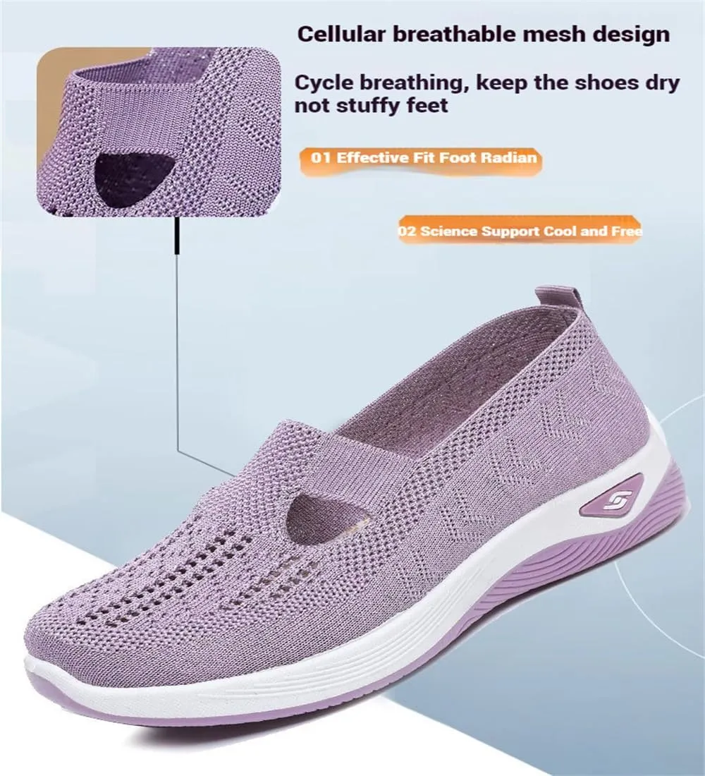 Women's Comfortable Breathable Knitted Sneakers, Slip On Orthopedic Sneakers, Low Top Walking Shoes, Non-Slip Shoes