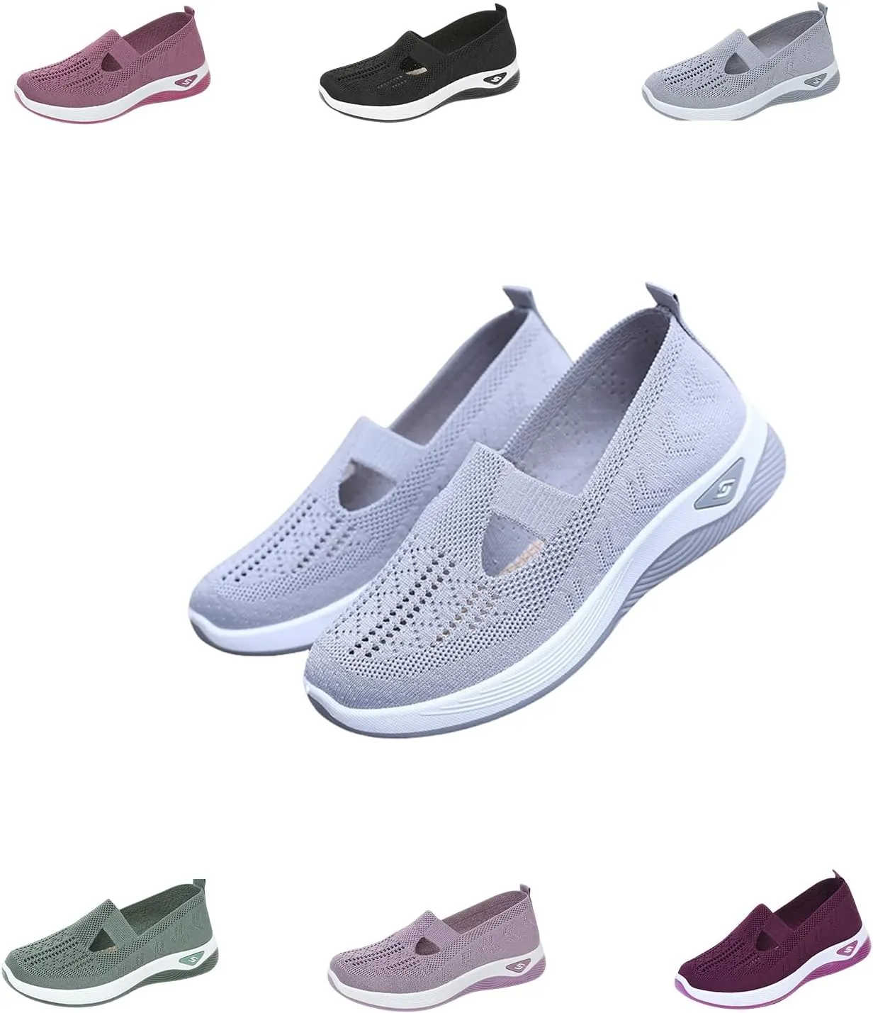 Women's Comfortable Breathable Knitted Sneakers, Slip On Orthopedic Sneakers, Low Top Walking Shoes, Non-Slip Shoes