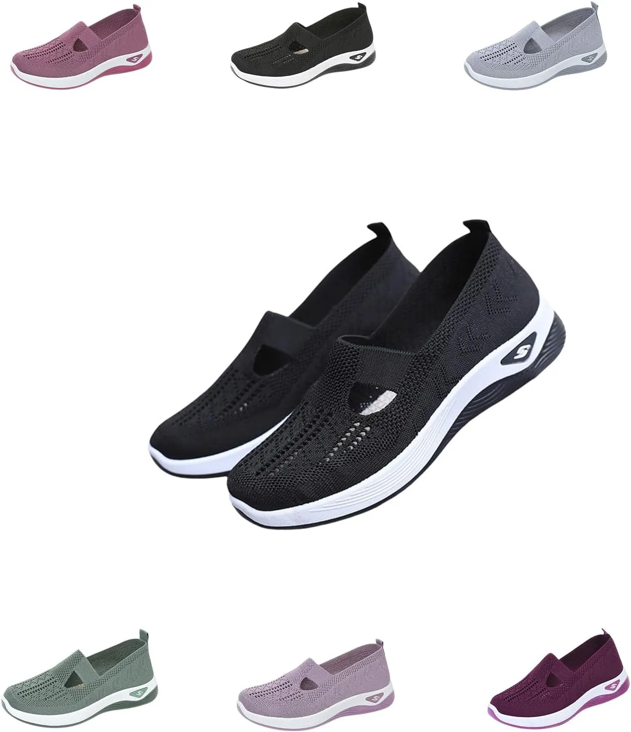 Women's Comfortable Breathable Knitted Sneakers, Slip On Orthopedic Sneakers, Low Top Walking Shoes, Non-Slip Shoes