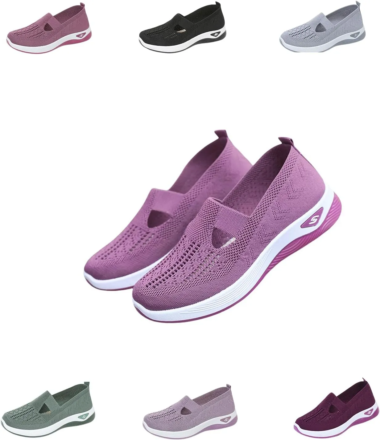 Women's Comfortable Breathable Knitted Sneakers, Slip On Orthopedic Sneakers, Low Top Walking Shoes, Non-Slip Shoes