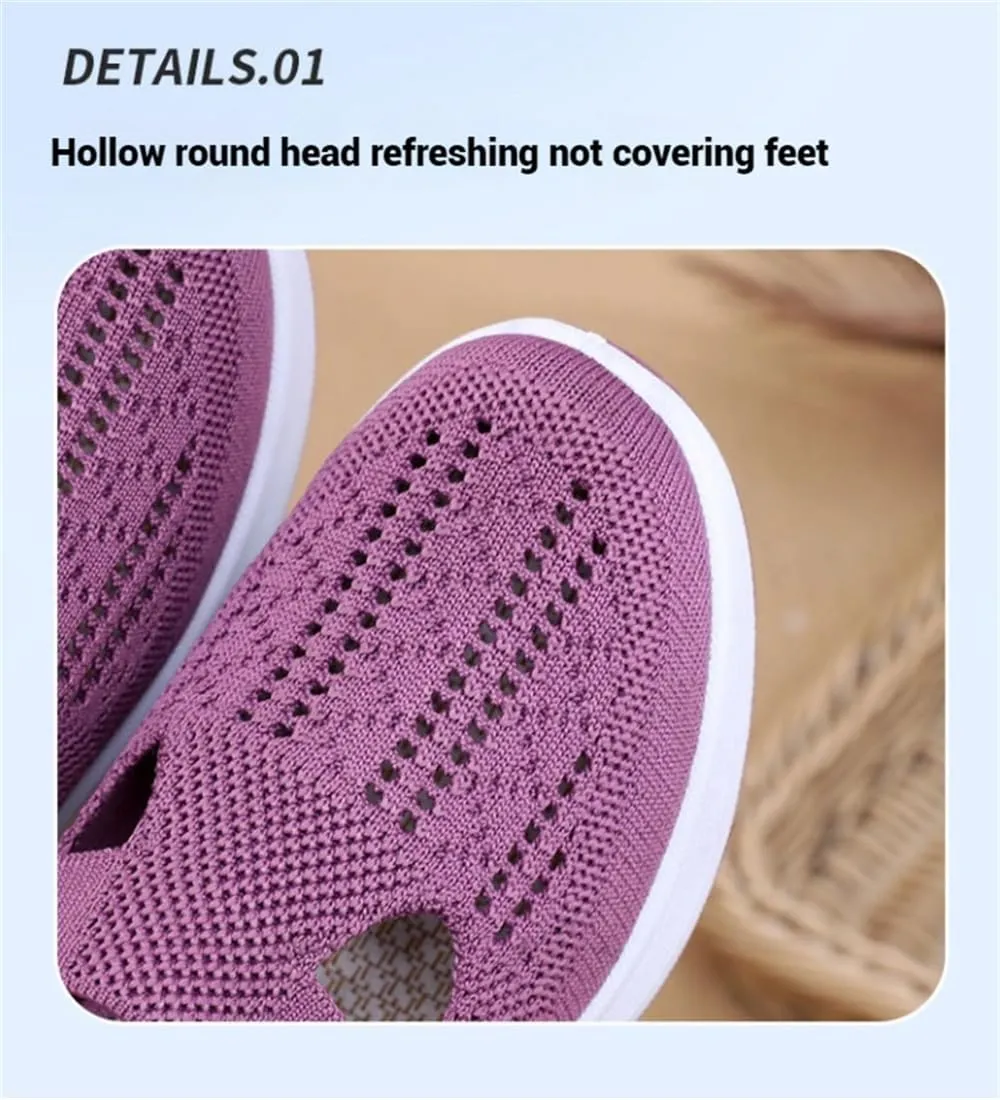 Women's Comfortable Breathable Knitted Sneakers, Slip On Orthopedic Sneakers, Low Top Walking Shoes, Non-Slip Shoes