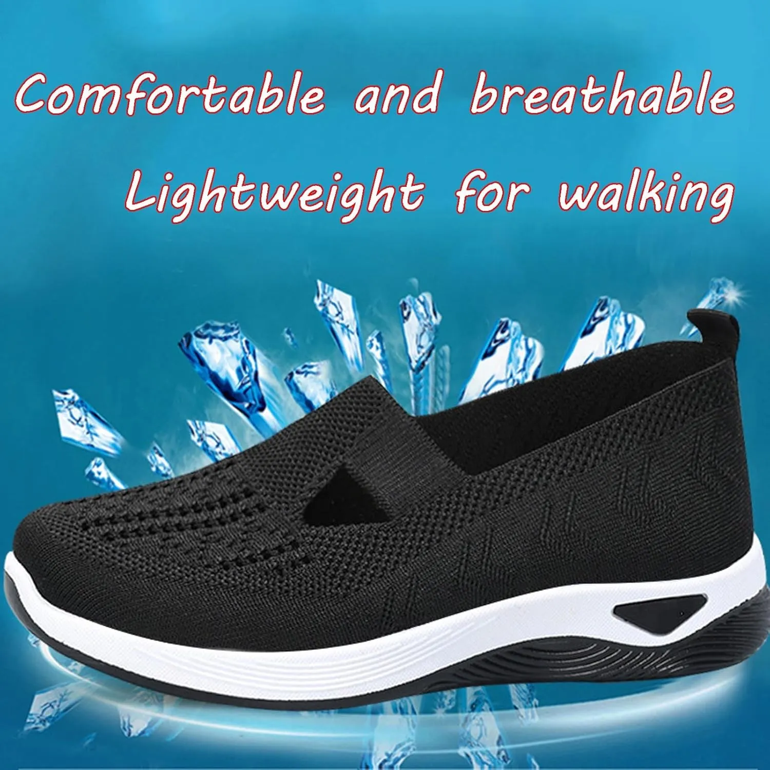 Women's Comfortable Breathable Knitted Sneakers,Breathable Soft Orthopedic Shoes with Arch Support,Lightweight Outdoor Flat Shoes for Women