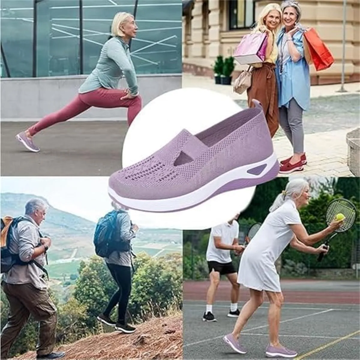 Women's Comfortable Breathable Knitted Sneakers,Woven Cut Out Orthopedic Arch Support Soft Shoes,Casual Slip on Walking Shoes