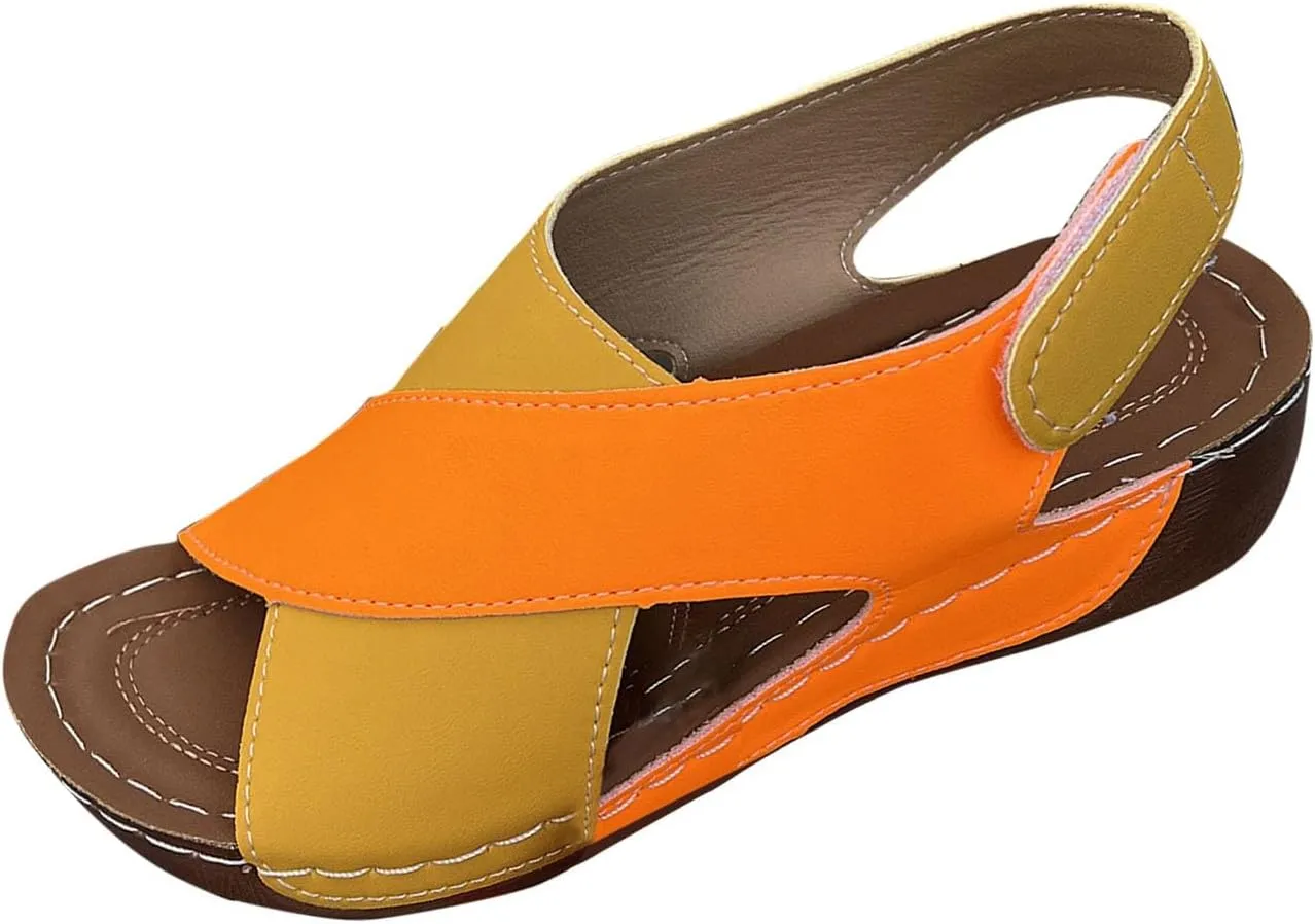 Women's Contrast Color Flat Sandals 2025, Crisscross Strap Open Toe Summer Shoes, Comfortable Orthopedic Sandals