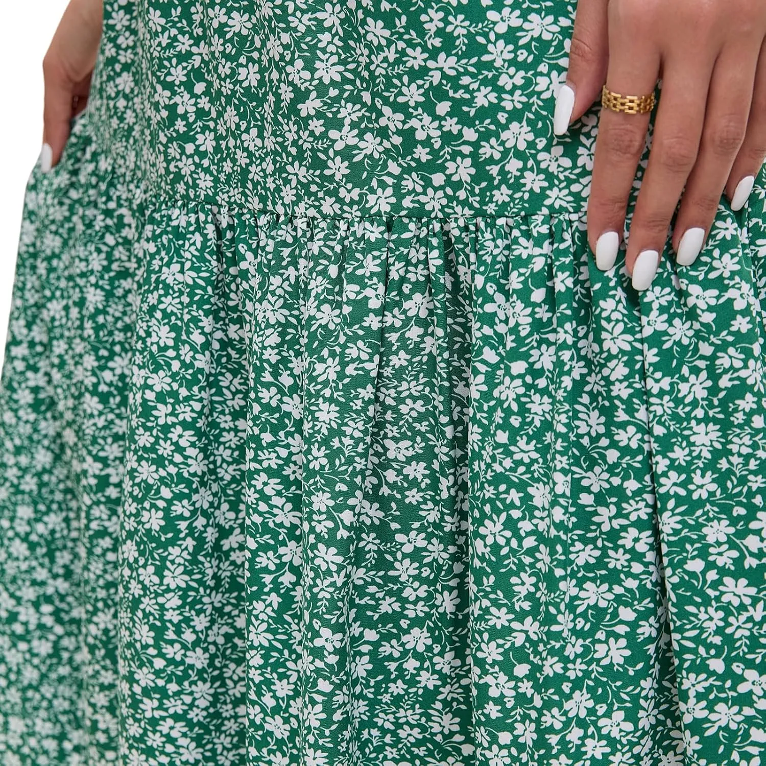 Women's Elastic Waist MIDI Skirt Spring Summer Autumn Floral Skirt Pleated A-line Skirt