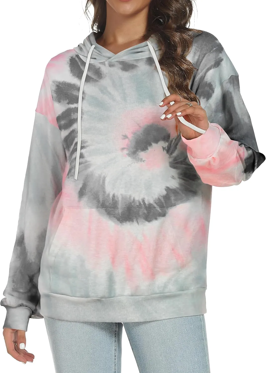 Women's Hoodies Long Sleeve Sweatshirts Drawstring Pullover Tops with Pocket Casual Loose Blouses Tunic