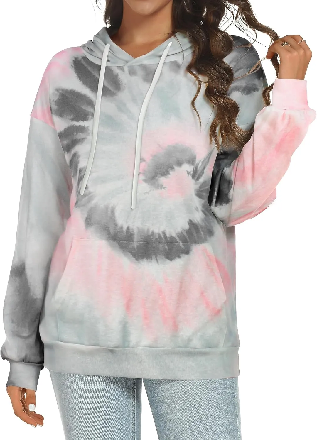 Women's Hoodies Long Sleeve Sweatshirts Drawstring Pullover Tops with Pocket Casual Loose Blouses Tunic