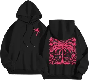 Womens Letter Print Oversized Hoodies Sweatshirts Casual Long Sleeve Pullover Tops with Pocket Fashion Outfits Clothes