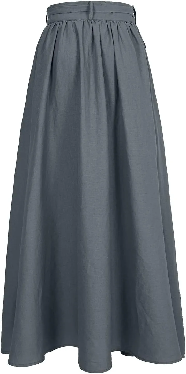 Women's Linen Wrap Skirt Casual Maxi Skirt Vintage A line Linen Skirt